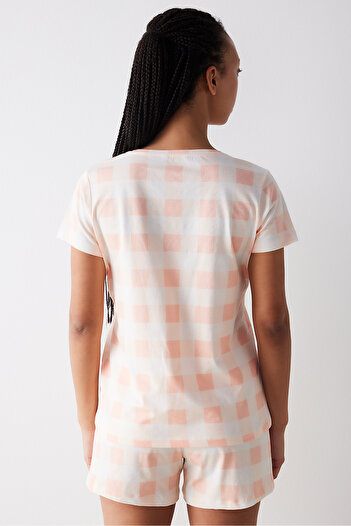 Penti Peach Gingham Şortlu Pijama Takımı