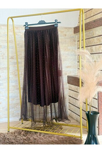 Nisa Luxury Boutique Elastic Waist Tulle Stylish Stone Spreading Skirt