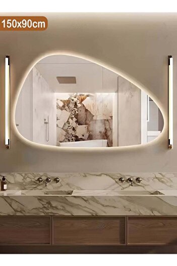Taimi Irregular Touch Control Wall Mirror with 3 Colors LED Backlit for Bathroom and Bedroom 150x90cm