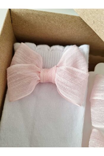 Moonys Socks Collection Комплект чорапи с панделки и фиба за коса за момичета