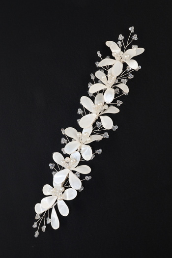 KEEBA Coroana de mireasa cu perla florala. Accesoriu pentru păr de mireasă. Accesoriu pentru păr de logodnă. Accesorii pentru păr Söz Nikah Kına