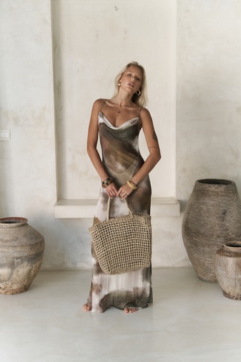 BOHEMAİ Chomhan Strappy Degaje Green Long Dress