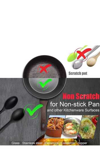 elfnur Hard Tipped Heat Resistant Fireproof Non-Stick Silicone Food Serving Spoon _1 Piece