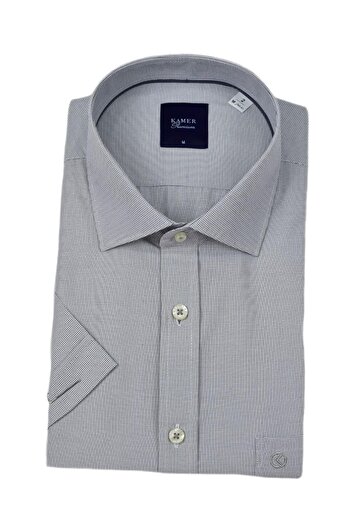 KAMER Men's Classic Eyelet Pattern Short Sleeve Shirt 9404 Bgl-St04573