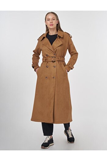 Kayra Belt Detailed Suede Cap Camel