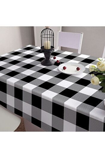 PUFO Classic oilcloth tablecloth, 140 x 160 cm, black/white
