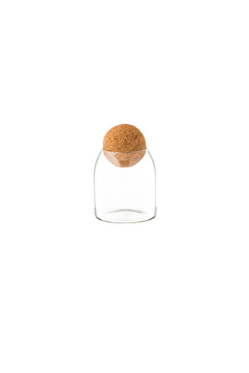 Dania Clear glass jar with cork lid, ball shape, airtight, 12.5 cm