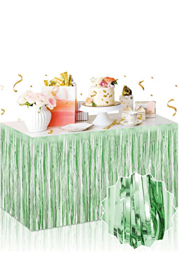 kidspartim Matte Light Green Color Table Tassel 240X 75 cm