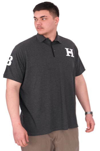 ModeXL Mode XL Large Size Men's T-Shirt Polo Neck H Brouded U25312 Anthracite