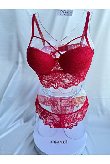 Nuzabi Juliet Padded Cross String Red Women's Bustier Suit