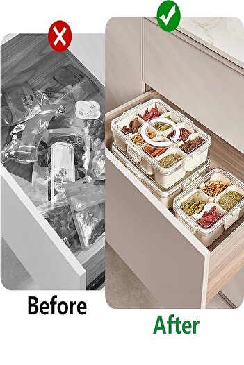 Berdina Home 8 Bölmeli Kapaklı Kilit Taşınabilir Saklama Kabı Kahvaltılık Organizer Piknik Seti Gıda Kutusu