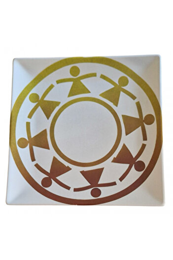 Natural Dessert plate with traditional motif "Hora"