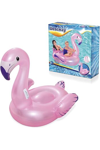 Mıncır Shop Inflatable Flamingo Pool Ride-On Toy, Pink, Medium 127X127 cm