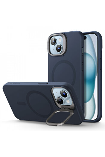 ESR Husă pentru iPhone 15 Plus - ESR Cloud Soft HaloLock cu suport - Albastru închis