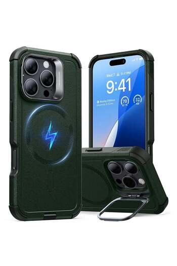 ESR IPhone 16 Pro Case - ESR Cyber Armor Kickstand - Green