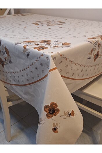 Başak Ev Tekstili Dora Pano Fiber Based Pvc Oilcloth - Patterned Erasable 155 Round Ready Tablecloth