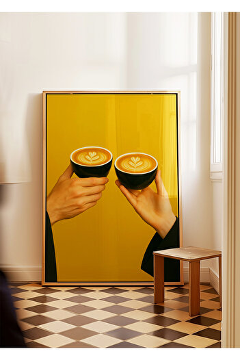 ARTHOUSECOLLECTIVE A Cup of Connection - Minimal Decorative Coffee Poster - Frameless Poster in Painting Dimensions
