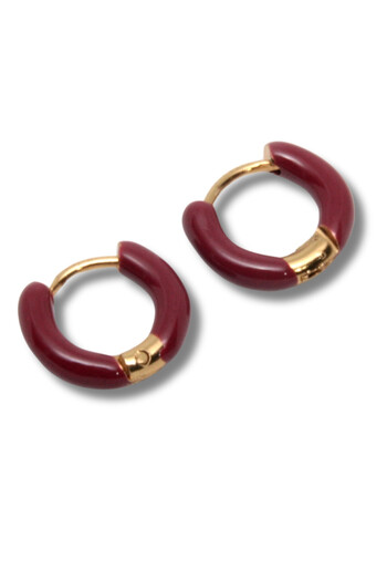 Waves And Pebbles Burgundy Hoop Earrings