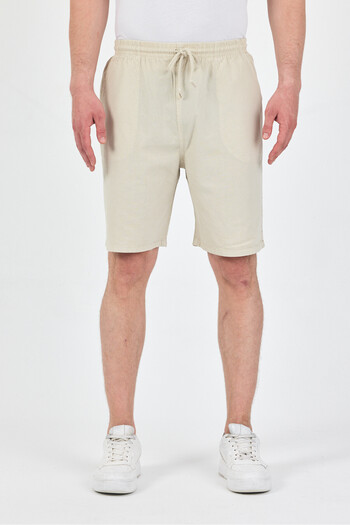 kırtex sport k teks şekil Men's Beige Comfort Fit Linen Shorts & Bermuda