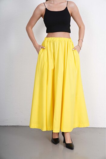 Makarina Women's Elastic Waist Loose Cut Kilos Long Skirt