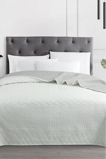 Çeyiz Diyarı Ultrasonic Quilted Doremi Double Sided Double Bed Cover Cream