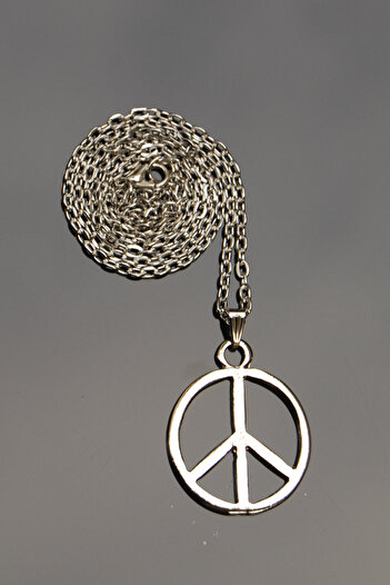 Rua Jewelry Peace Sign Symbol Peace Necklace - Silver Color Classic with Chain