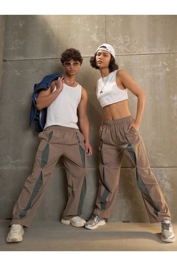 Sassafras By Styli Front Invert Pleat Baggy Parachute Pants