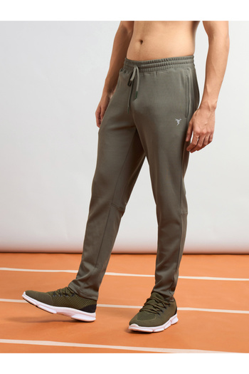 Technosport By Styli Men Green Solid 4-Way Stretch Track Pants