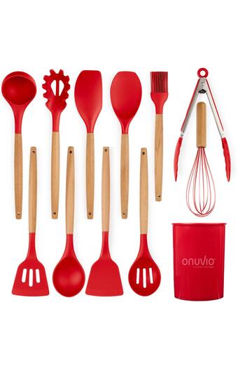 Onuvio 12-piece kitchen utensil set, Food-grade Silicone, Heat-resistant, Non-stick, Onuvio™ - Red