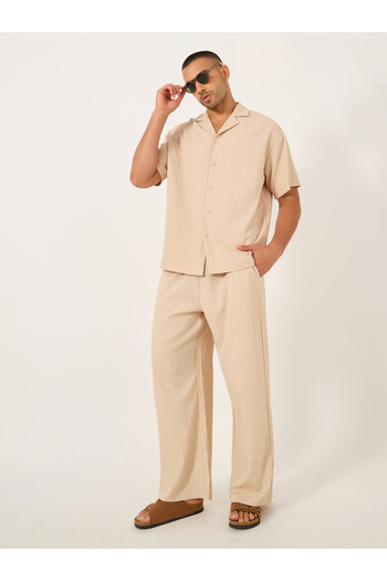 Take Two By Styli Solid Elastic Waistband Wide Leg Trousers