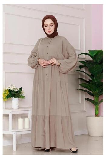 Moda Asrın Yarım Düğmeli Robalı Hira Elbise