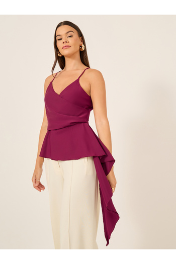 Styli Strappy Asymmetric Hem Wrap Cami Top