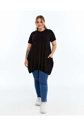 THE CABIN Women's Large Size Patterned Pocket Tunic