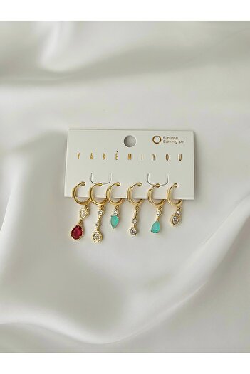 Zivazer Store Women's Steel Anti Tarnish Multiple Color Stone Hoop Earrings