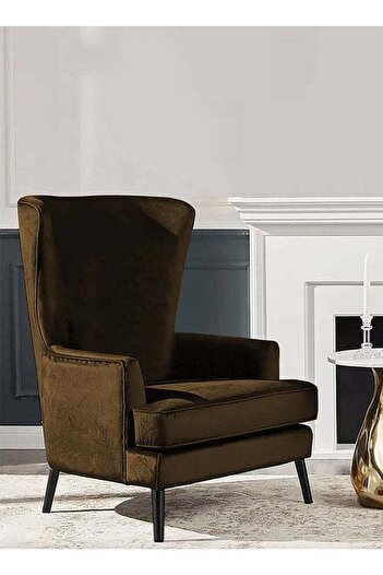 House One Velvet Royal Chair with Wingback and Arms