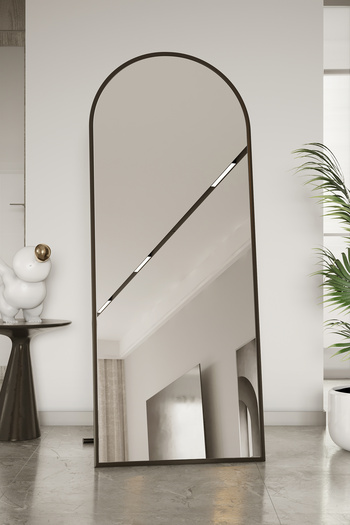 Marsah Home Oglinda semiovala de podea cu suport 150x60 Cm Negru