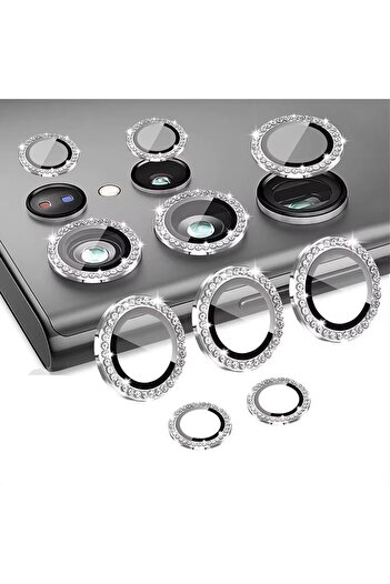 Choice Samsung S24 Ultra Stone Silver Metal Diamond Ring Lens Camera Protector For Samsung Galaxy S22 S23 S