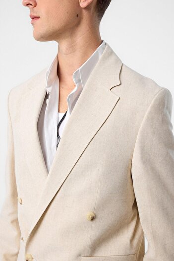 Antioch Taş Relax Fit Kruvaze Crop Erkek Blazer Ceket