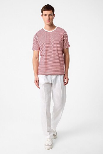 Antioch Red Regular Fit Striped Men's T-Shirt