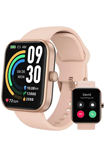 Smart Vibe TOZO® S3 Smartwatch Receive/Make Calls, 1.83” Ultra Touch, 24/7 Fitness Tracker, Rose Gold