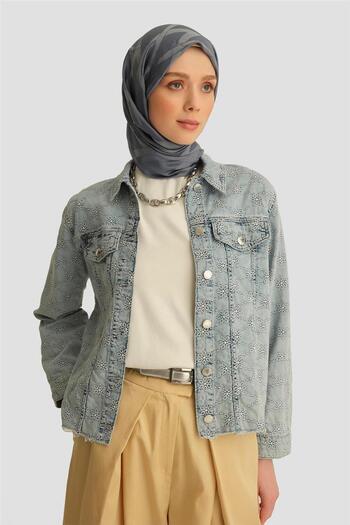 Armine Fisto Işlemeli Denim Ceket 25yd9119 Mavi