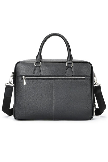 Busy Lady&Gentleman Genuine leather briefcase with zip, Cosmopolitan, extra roomy, shoulder, black