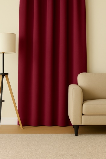 Luvora Home Luna Series Velvet Textured Pleatless Background Curtain - Cherry