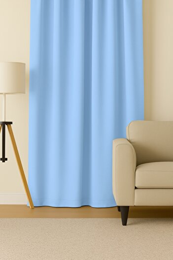 Luvora Home Luna Serisi Kadife Dokulu Pilesiz Fon Perde - Bebe Mavisi