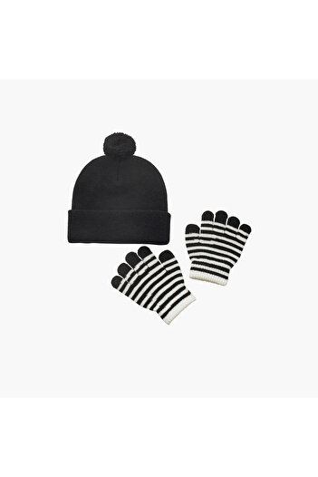 Juniors Beanie Cap And Gloves Set
