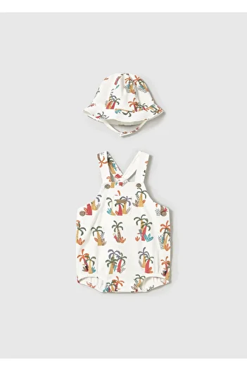 MAYORAL Baby Boy Short Jumpsuit with Hat White 1613