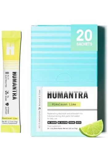 Humantra Himalayan Lime Hydration Packets | Zero Sugar Electrolyte Hydration Multiplier w/Essential