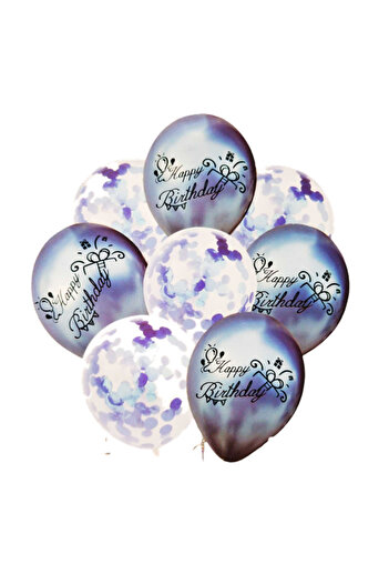 Ropet Set 8 baloane cu confetti, culoare Albastru, 30 cm si Rola rafie color, 10 m, Ropet