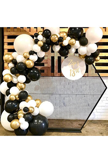 Ropet Balloon set for arch arrangements, Black/White/Gold, 103 pieces, Ropet