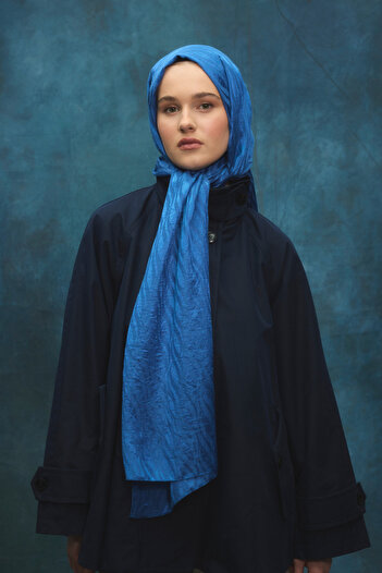 MODA Шовковий жакардовий шарф - синій